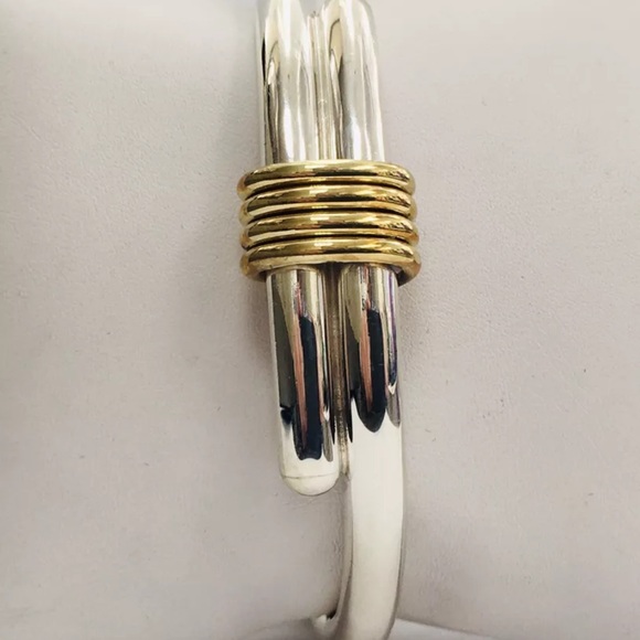 Mexico TR22 Vintage Sterling Silver & brass Cuff bracelet!  Signed and stamped! - Picture 10 of 12